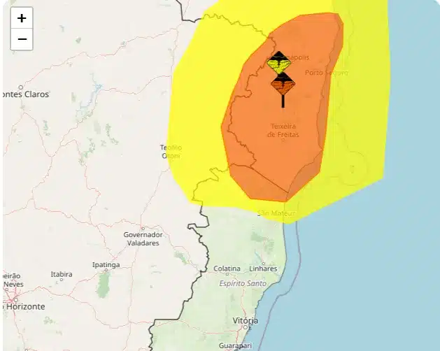 Inmet Emite Alerta de Chuvas e Ventos Fortes para 6 Cidades do Norte do Espírito Santo